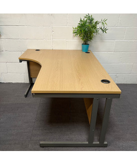 Oak Left Handed Corner Desk- 1600- Grade B