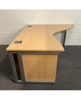 Maple Right Handed Corner Desk and Pedestal Set- 1600 x 1400- Grade C 