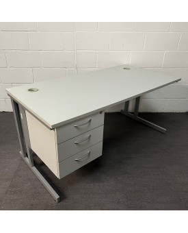 Grey Straight Desk and Pedestal Set- 1600 x 800 
