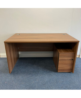 Walnut Straight Desk and Pedestal Set 1400 x 800- Grade B