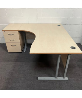 Maple Left Handed Corner Desk and 600 Pedestal Set- 1600
