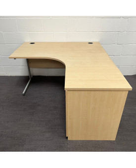 Maple Right Handed Corner Desk and Pedestal Set- 1400