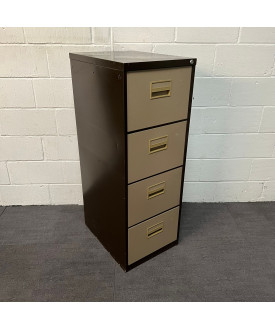Brown and Cream Filing Cabinet- 4 Drawer