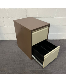 Brown and Cream Filing Cabinet- 2 Drawer
