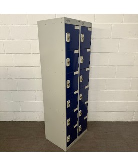 Blue and grey 12 locker pod 