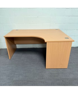 Beech Right Handed Corner Desk and Pedestal Set- 1600- Panel End