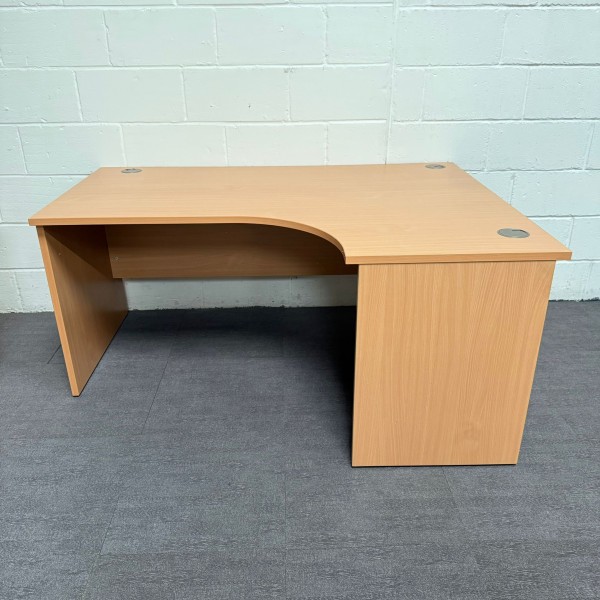 Beech Right Handed Corner Desk- 1600mm- Panel End