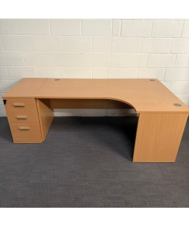 Beech Right Handed Panel Corner Desk- 1800- Panel End