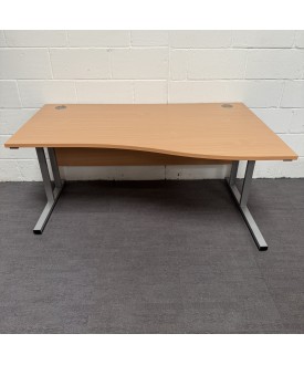 Beech Right Handed Wave Desk-1600- Cantilever