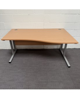 Beech Right Handed Wave Desk-1600- Cantilever
