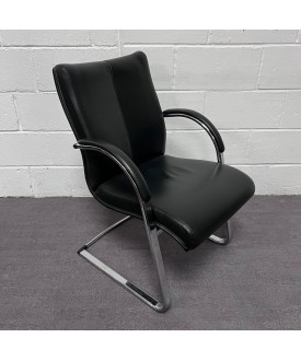 Black Leather Static Conference Chair