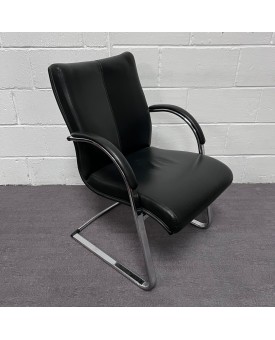 Black Leather Static Conference Chair
