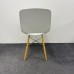 White Canteen Static Chair With Wooden Legs