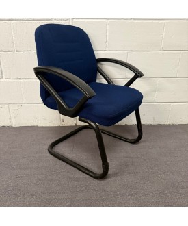 Blue Fabric Static Chair With Black Arms