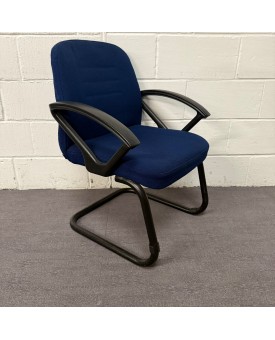Blue Fabric Static Chair With Black Arms