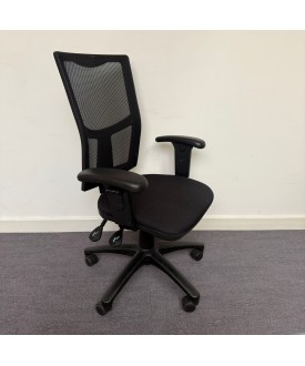 Black Operator Chair with Mesh Back- Adjustable Arms