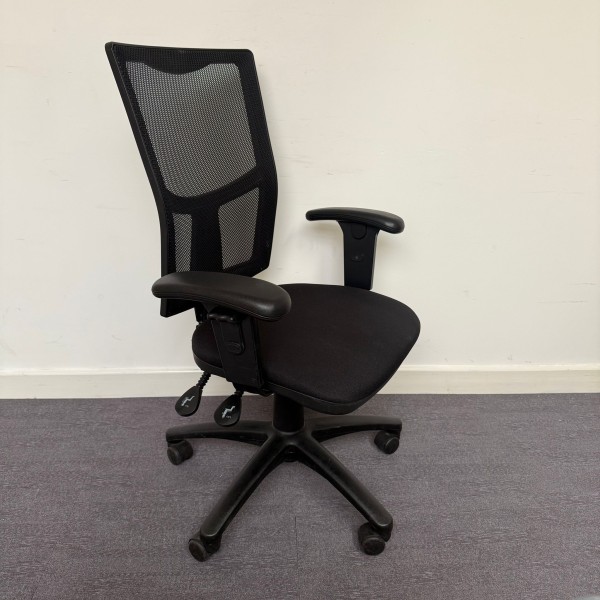 Black Operator Chair with Mesh Back- Adjustable Arms