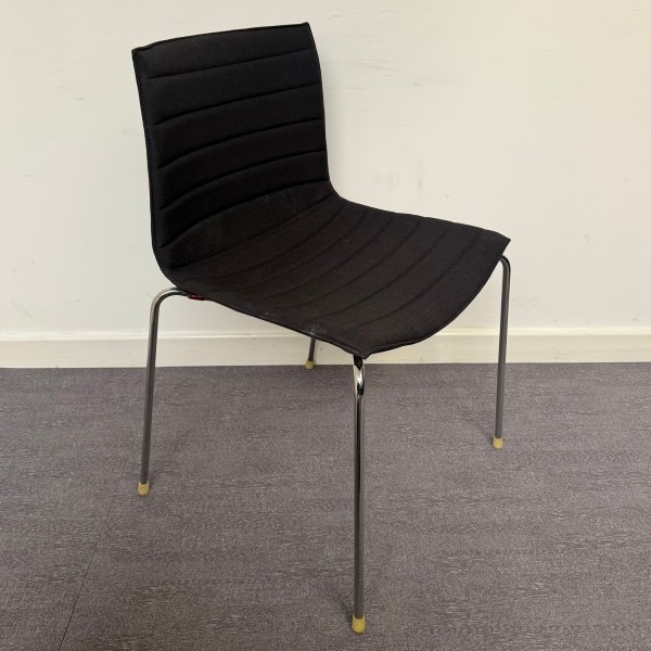 Black Fabric Static Stacking Chair