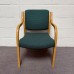 Green Fabric Static Stacking Chair With Wooden Arms