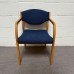 Blue Fabric Static Stacking Chair With Wooden Arms