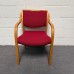 Red Fabric Static Stacking Chair With Wooden Arms
