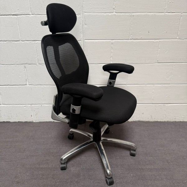 Black Mesh Operator Chair With Headrest