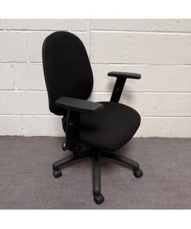 Black Fabric Operator Chair- Adjustable Arms