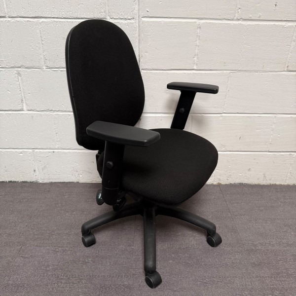 Black Fabric Operator Chair- Adjustable Arms