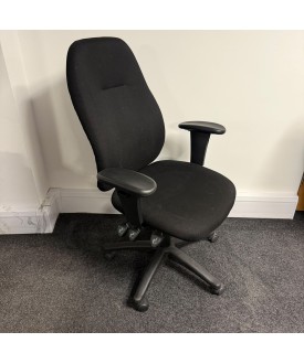 Black Fabric Operator Chair- Adjustable Arms