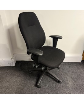 Black Fabric Operator Chair- Adjustable Arms