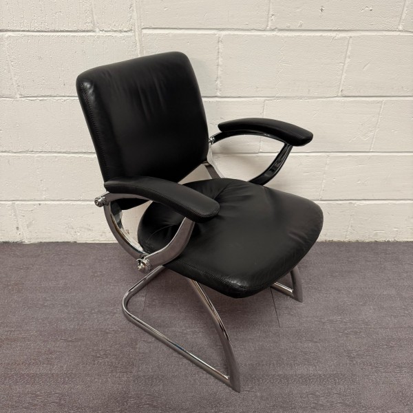 Black Leatherette Static Chair