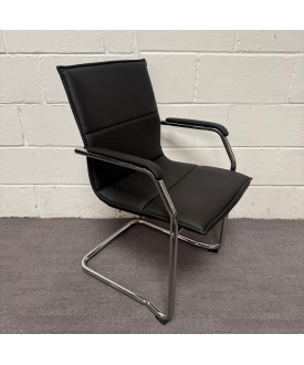 Black Leatherette Static Stacking Chair