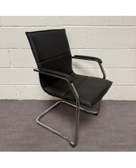 Black Leatherette Static Stacking Chair