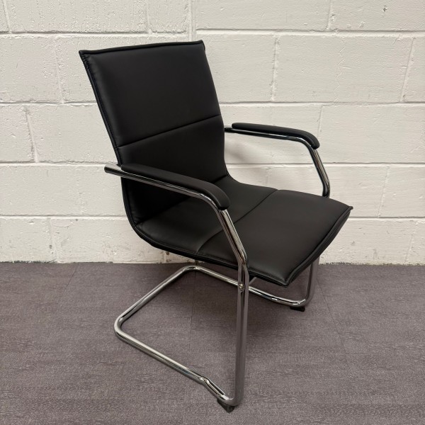 Black Leatherette Static Stacking Chair
