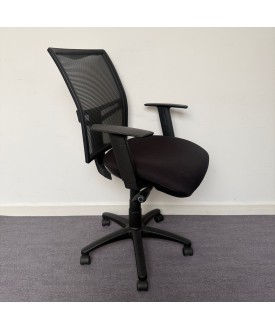 Black Operator Chair with Mesh Back- Adjustable Arms
