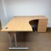 Beech Right Handed Corner Desk and Pedestal Set - 1600mm
