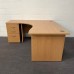 Beech Left Handed Corner Desk and Pedestal Set Panel End- 1600mm