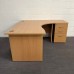 Beech Right Handed Corner Desk and Pedestal Set Panel End - 1600mm
