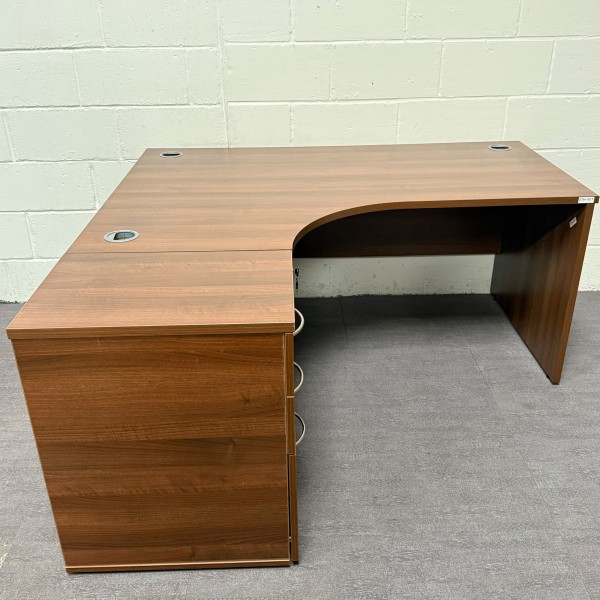 Walnut Left Handed Corner Desk Set 1600mm- Grade B