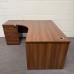 Walnut Left Handed Corner Desk Set 1600mm- Grade B