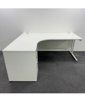 White Left Hand Corner Desk Set 1800mm