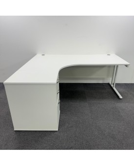 White Left Hand Corner Desk Set 1800mm