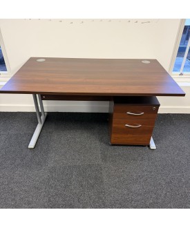 Walnut Straight Desk Set 1400mm x 800mm