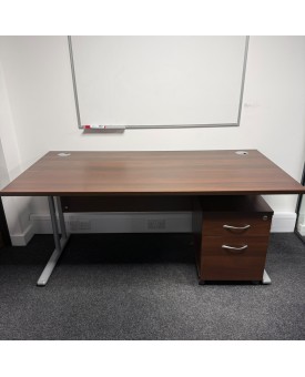 Walnut Straight Desk Set 1600mm x 800mm