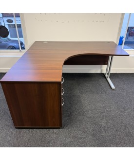 Walnut Left Handed Corner Desk Set 1600mm- Cantilever