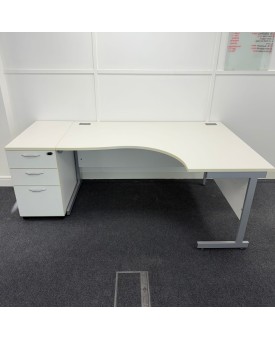 White Right Hand Corner Desk Set 1600mm