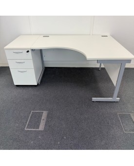 White Right Hand Corner Desk Set 1400mm