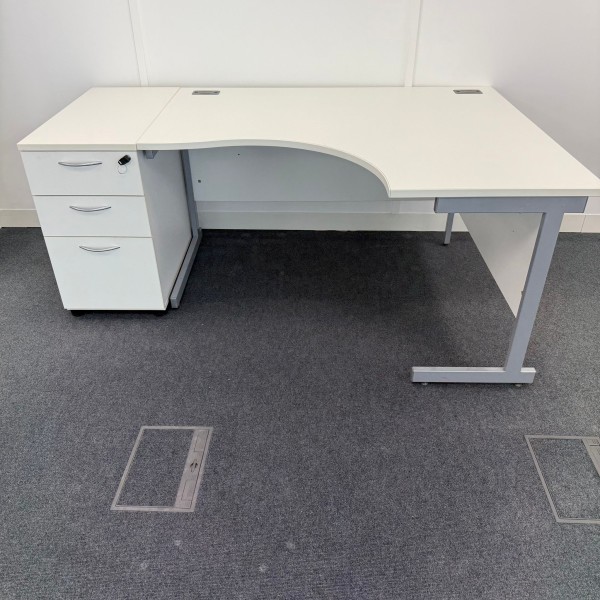White Right Hand Corner Desk Set 1400mm