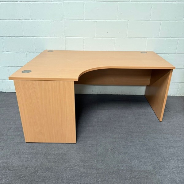 Beech Left Handed Corner Desk1600mm- Panel End
