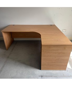 Oak Right Handed Corner Desk with Pedestal Set- 1800mm